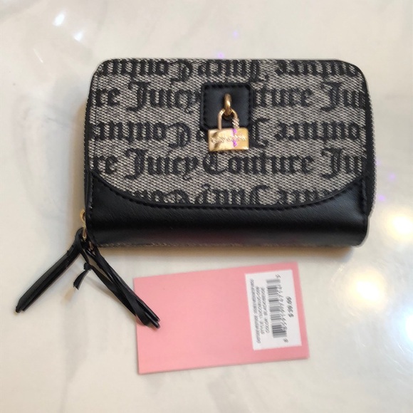 Juicy Couture Black Beige Eastside Westside Double Medium Zip Around Wallet NWT - Picture 3 of 16